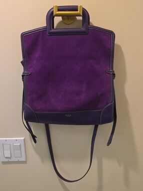 Mulberry Purple Suede & Leather Top-Handle Shoulder Bag with Gold Accent